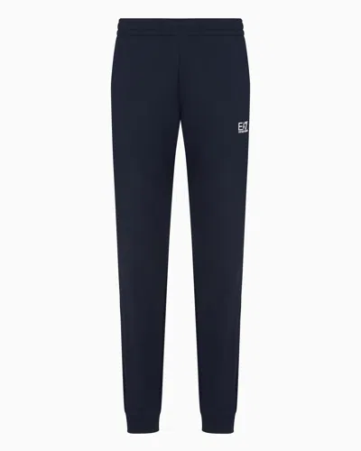 Ea7 Core Identity Cotton Joggers In Blue