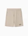 Ea7 Core Identity Cotton Shorts In Sand