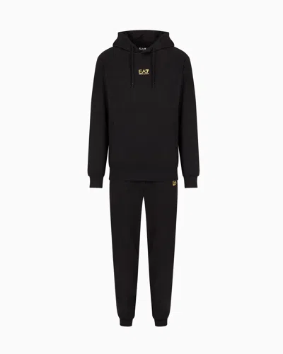Ea7 Official Store Visibility Stretch-cotton Long-sleeved T-shirt In Black