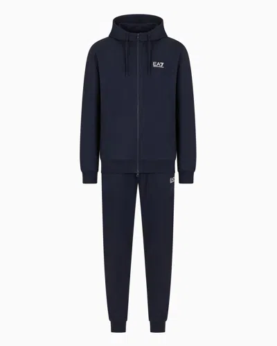 Ea7 Core Identity Cotton Tracksuit In Blue