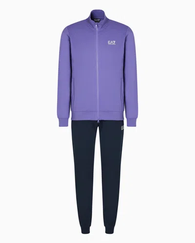 Ea7 Core Identity Cotton Tracksuit In Purple