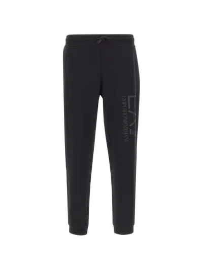 Ea7 Core Identity Elasticated-waistband Logo-print Trousers In Black