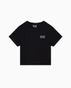 Ea7 Kids' Core Identity Girl Stretch-cotton Crew-neck T-shirt In Black