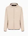 Ea7 Core Identity Hooded Bomber Jacket In Recycled Fabric In Beige