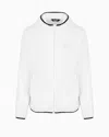 Ea7 Core Identity Hooded Bomber Jacket In Recycled Fabric In White