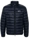 Ea7 Logo Short Down Jacket In Blue