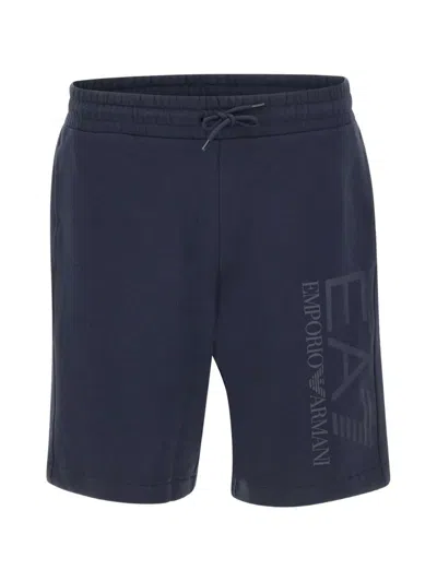 Ea7 Core Identity Logo Drawstring Shorts In Blue
