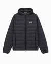 Ea7 Core Identity Packable Down Jacket With Hood In Black