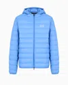 Ea7 Official Store Core Identity Packable Down Jacket With Hood In Azure