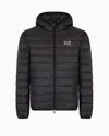 Ea7 Core Identity Packable Down Jacket With Hood In Black