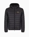 Ea7 Core Identity Packable Down Jacket With Hood In Black