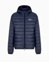 Ea7 Emporio Armani Hooded Ultra-light Down Jacket In Blue