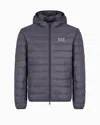 Ea7 Core Identity Packable Down Jacket With Hood In Gray
