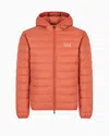 Ea7 Core Identity Packable Down Jacket With Hood In Orange