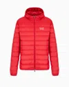 Ea7 Official Store Core Identity Packable Down Jacket With Hood In Red