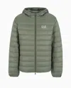 Ea7 Official Store Core Identity Packable Down Jacket With Hood In Verdee Scuro