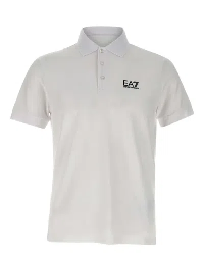 Ea7 Core Identity Polo Shirt In White