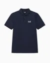 Ea7 Core Identity Stretch-cotton Polo Shirt In Blue