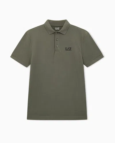 Ea7 Core Identity Stretch-cotton Polo Shirt In Gray