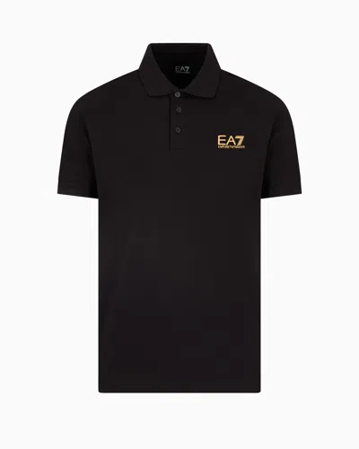 Ea7 Core Identity Stretch-cotton Polo Shirt In Black