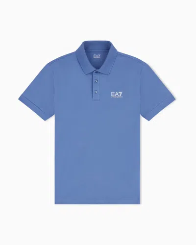 Ea7 Core Identity Stretch-cotton Polo Shirt In Metallic