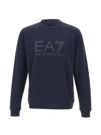 Ea7 Core Identity Tonal-logo Sweatshirt In Blue
