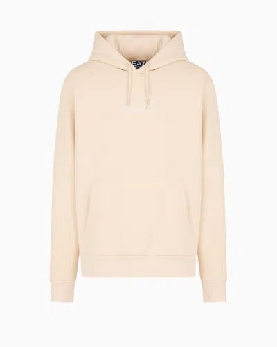 Ea7 Core Identity Unisex Cotton-blend Hooded Sweatshirt In Neutral