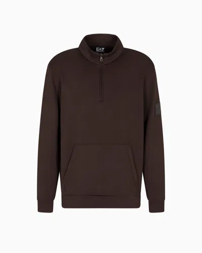 Ea7 Core Identity Unisex Stretch Viscose-blend Sweatshirt In Brown