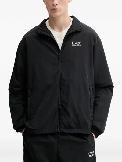 Ea7 Core Identity Zip-up Logo Tracksuit In Black