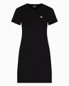 Ea7 Core Lady Kurzes Kleid Aus Baumwollstretch-jersey In Schwarz