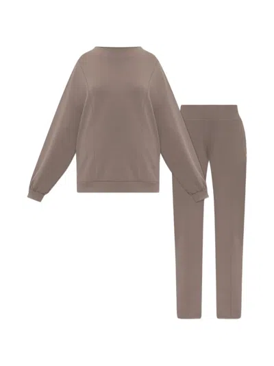 Ea7 Core Lady Logo-plaque Tracksuit In Brown