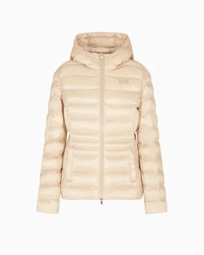 Ea7 Core Lady Nylon Padded Jacket In Beige