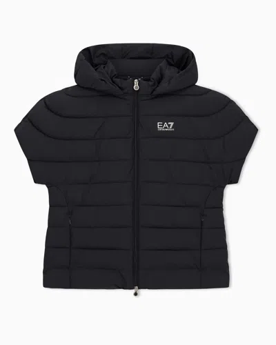 Ea7 Core Lady Nylon Padded Jacket With Short Sleeves In Black