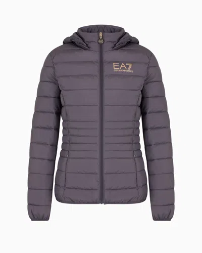 Ea7 Core Lady Padded Hooded Jacket In Grey