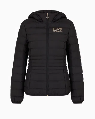 EA7 CORE LADY RECYCLED TECHNICAL FABRIC PADDED HOODED JACKET