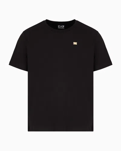 Ea7 Core Lady Stretch Cotton Jersey Crew-neck T-shirt In Black
