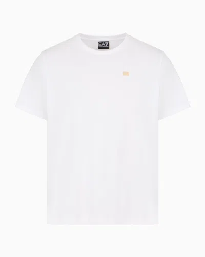 Ea7 Core Lady Stretch Cotton Jersey Crew-neck T-shirt In White