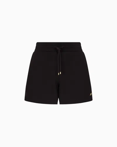 Ea7 Core Lady Stretch Cotton-jersey Fleece Shorts In Black