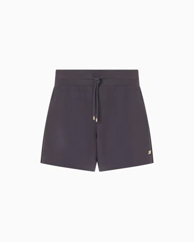 Ea7 Core Lady Stretch Cotton-jersey Fleece Shorts In Grey