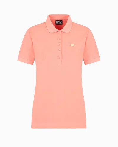 Ea7 Core Lady Stretch-cotton Jersey Polo Shirt In Pink