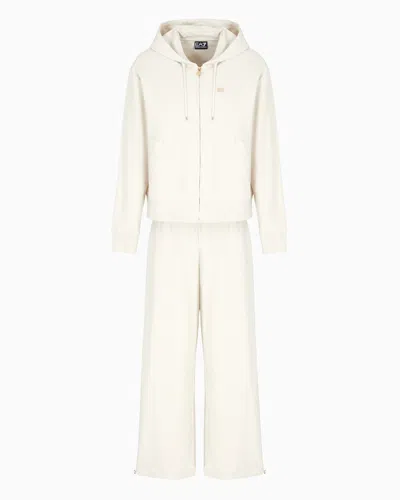 Ea7 Core Lady Stretch-cotton Tracksuit In Beige