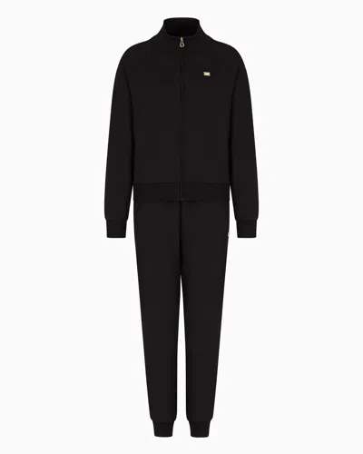 Ea7 Core Lady Stretch-cotton Tracksuit In Black