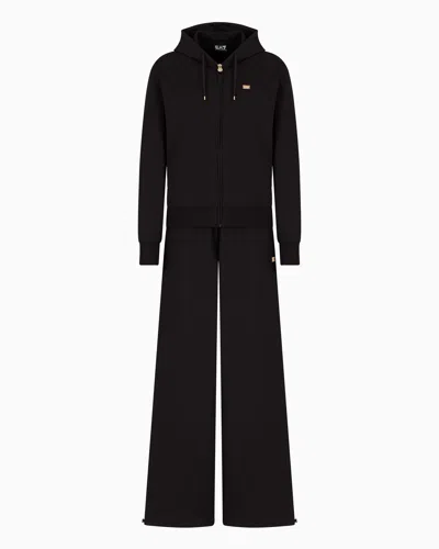 Ea7 Core Lady Stretch-cotton Tracksuit In Black