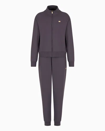 Ea7 Core Lady Stretch-cotton Tracksuit In Grey