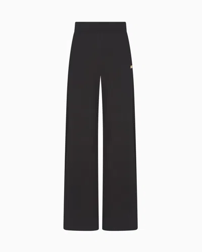 Ea7 Core Lady Stretch-cotton Wide-leg Trousers