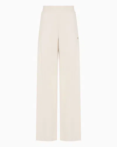 Ea7 Core Lady Stretch-cotton Wide-leg Trousers In Beige