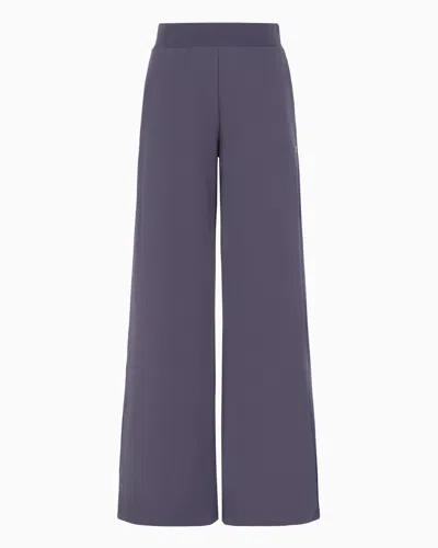 Ea7 Core Lady Stretch-cotton Wide-leg Trousers In Purple