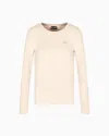 Ea7 Core Lady Stretch-jersey, Long-sleeved T-shirt In Neutral