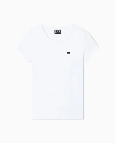 Ea7 Core Lady Stretch-jersey T-shirt In White