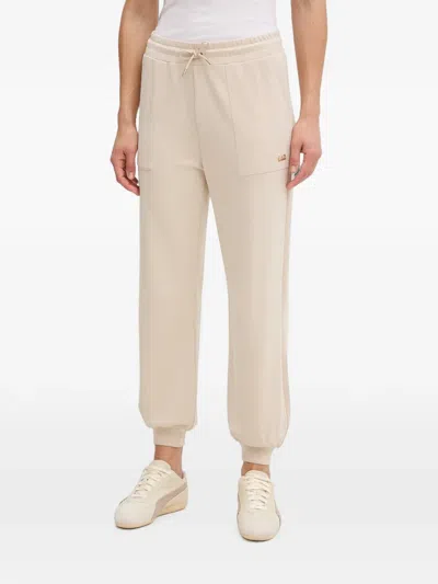 Ea7 Core Logo-plaque Drawstring Track Pants In Neutral